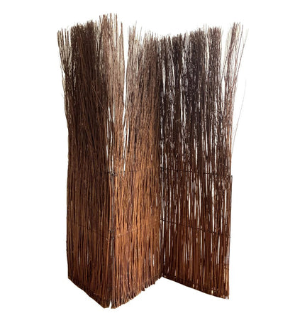 84" Brown Rattan Folding Three Panel Screen Room Divider HomeRoots