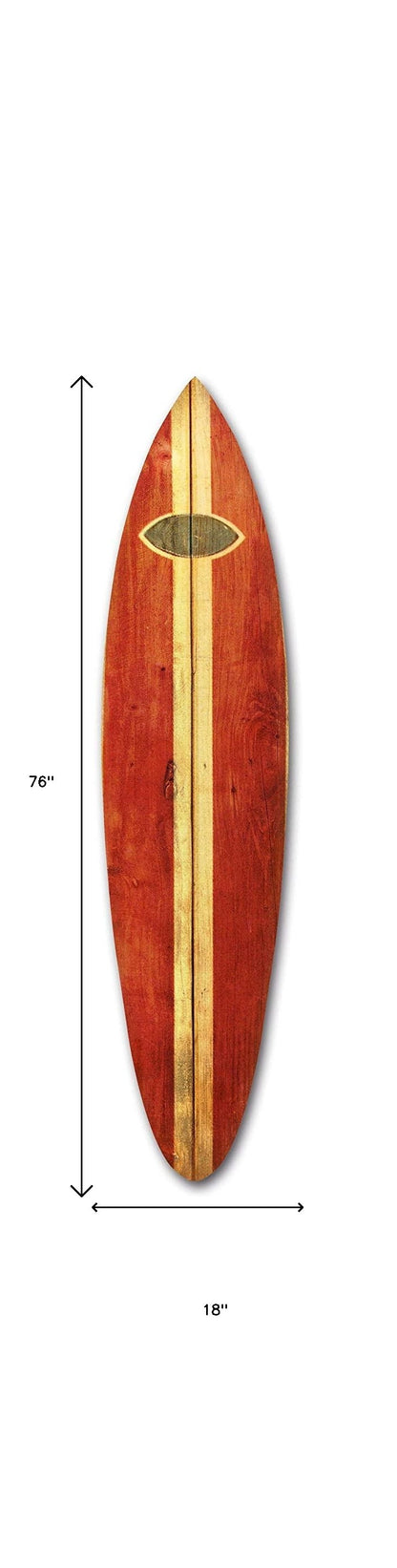 76" X 18" X 1" Walnut Manufactured Wood Surfing Wall Decor