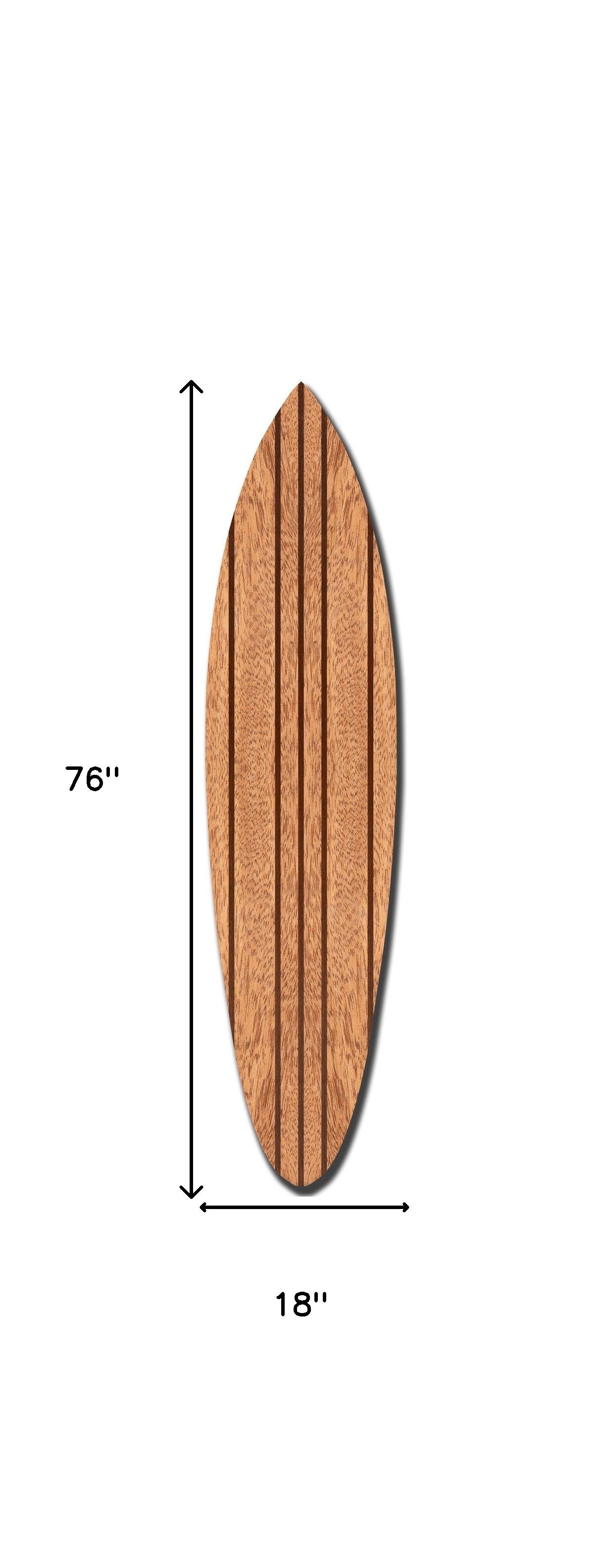 76" X 18" X 1" Natural Brown Thin Stripe Surfboard Wall Art