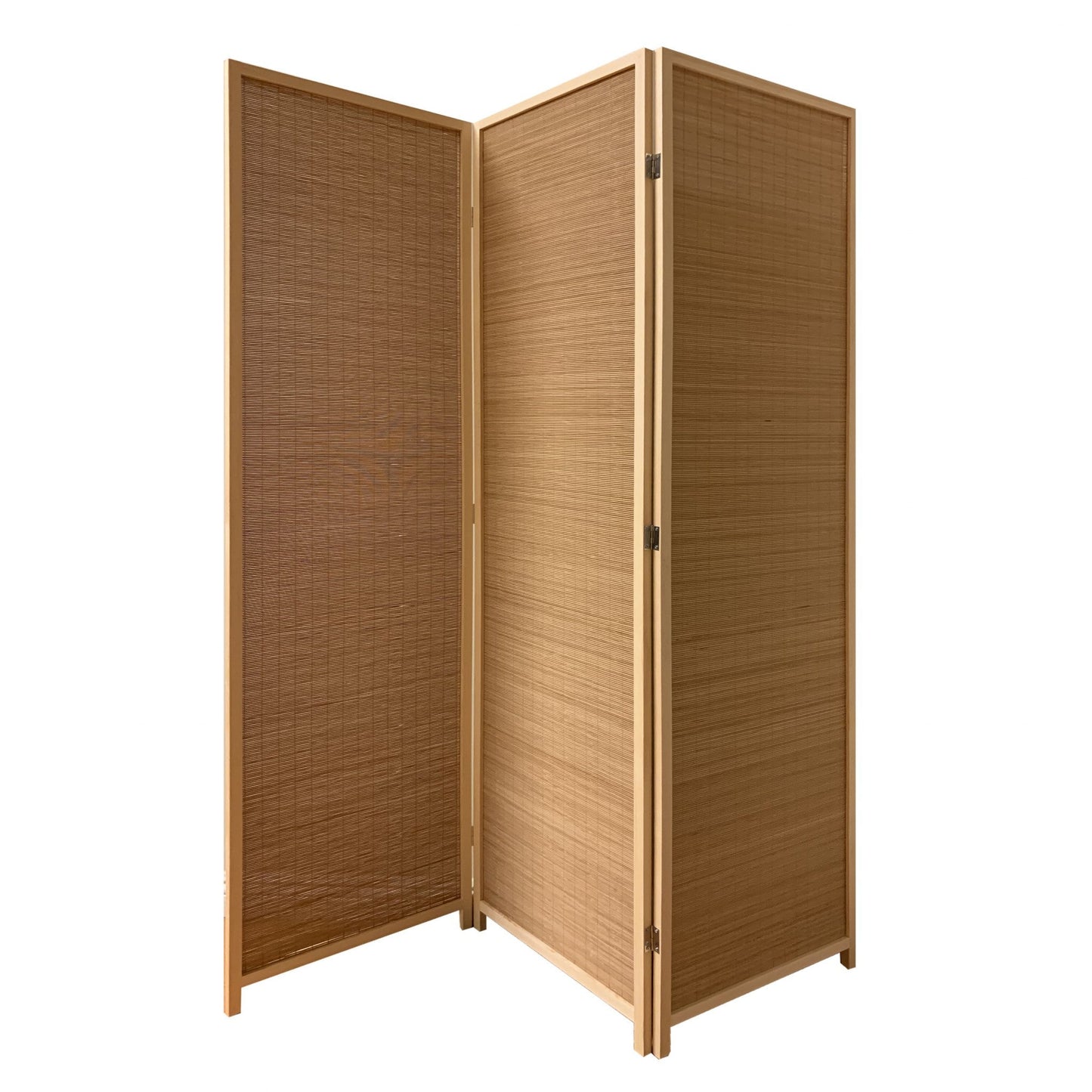71" Brown Folding Three Panel Screen Room Divider HomeRoots