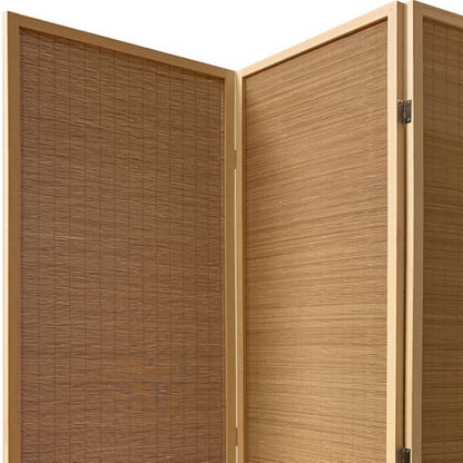 71" Brown Folding Three Panel Screen Room Divider HomeRoots