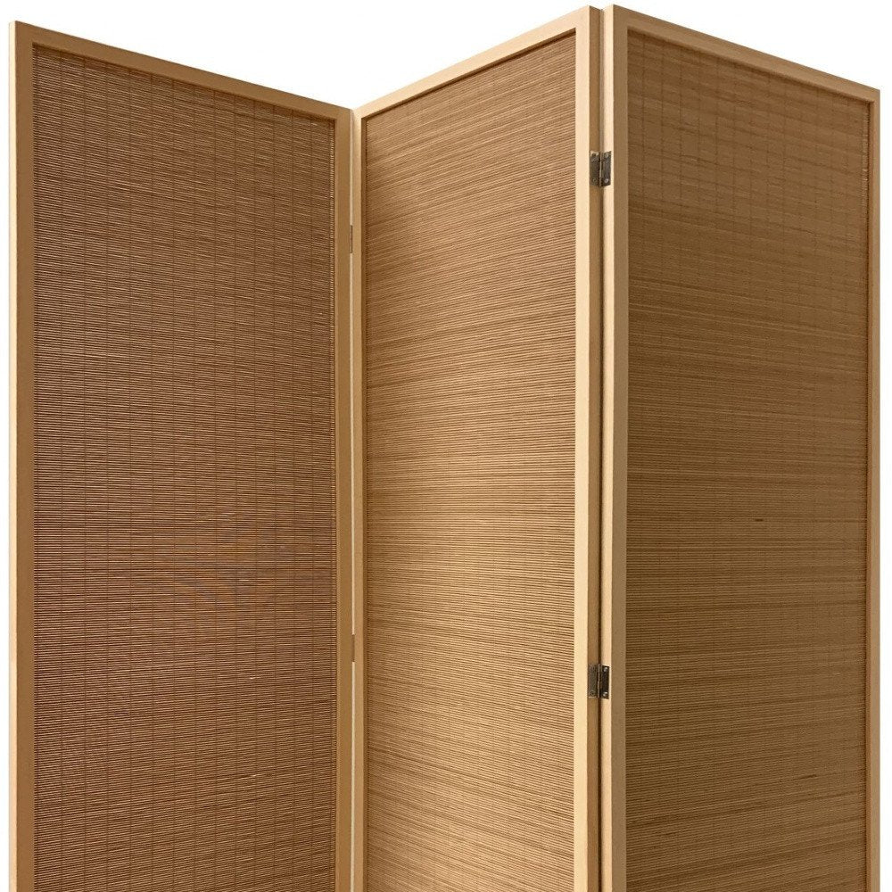 71" Brown Folding Three Panel Screen Room Divider HomeRoots
