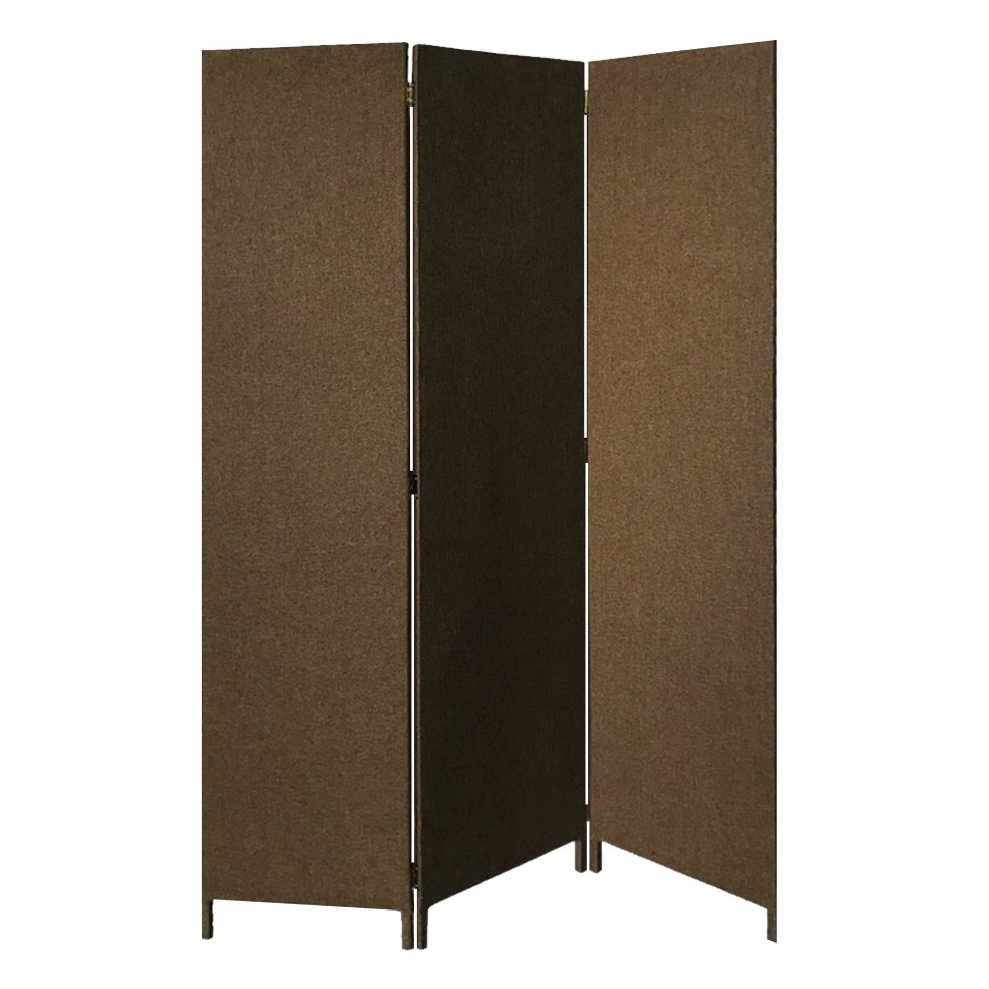 71" Brown Folding Three Panel Screen Room Divider HomeRoots