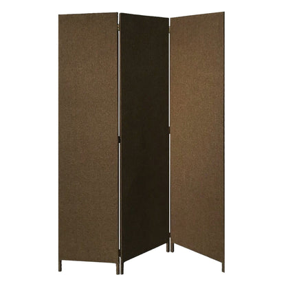 71" Brown Folding Three Panel Screen Room Divider HomeRoots