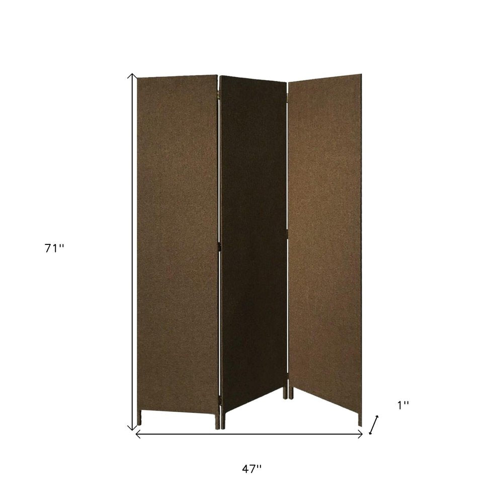 71" Brown Folding Three Panel Screen Room Divider HomeRoots