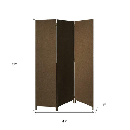 71" Brown Folding Three Panel Screen Room Divider HomeRoots