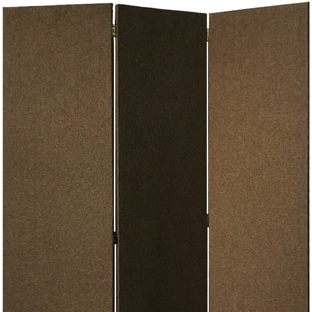 71" Brown Folding Three Panel Screen Room Divider HomeRoots