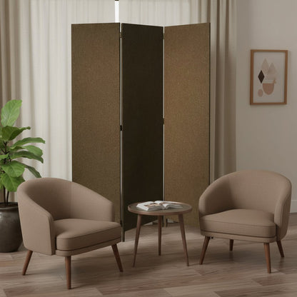 71" Beige Folding Three Panel Screen Room Divider HomeRoots