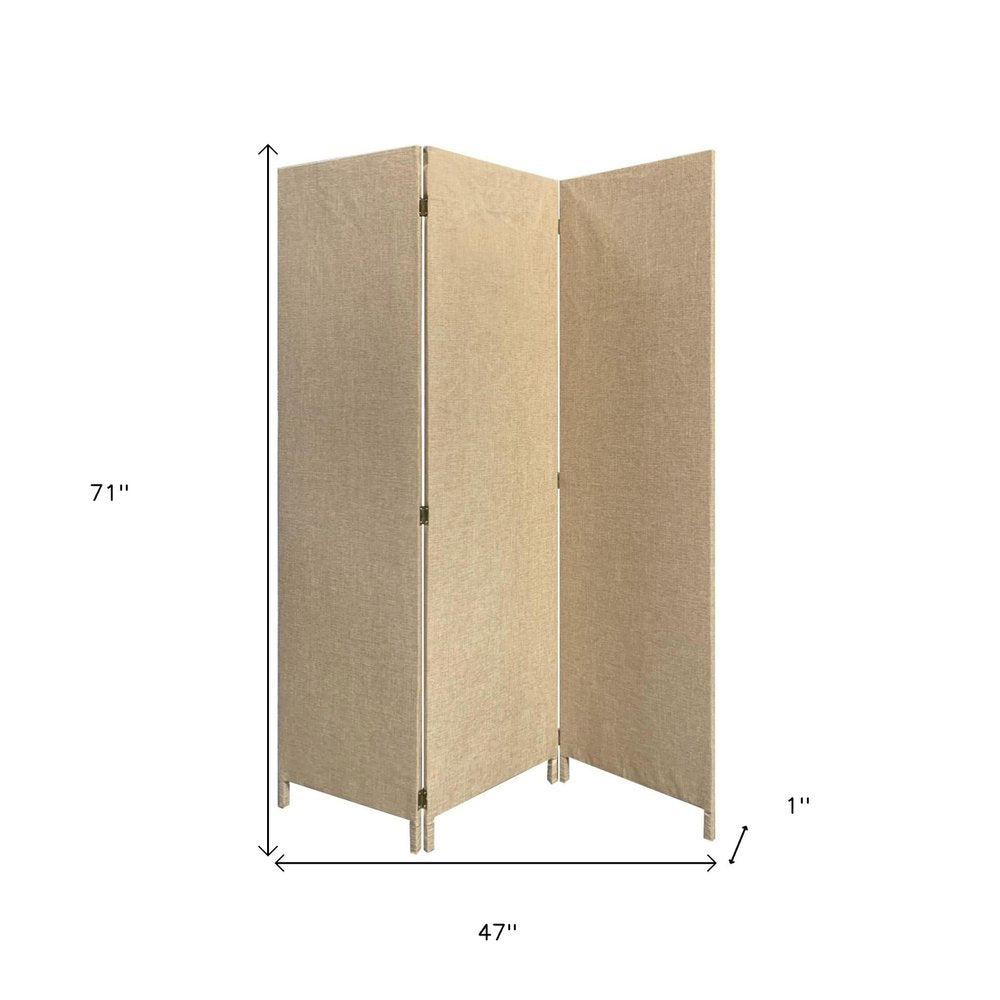 71" Brown Folding Three Panel Screen Room Divider HomeRoots