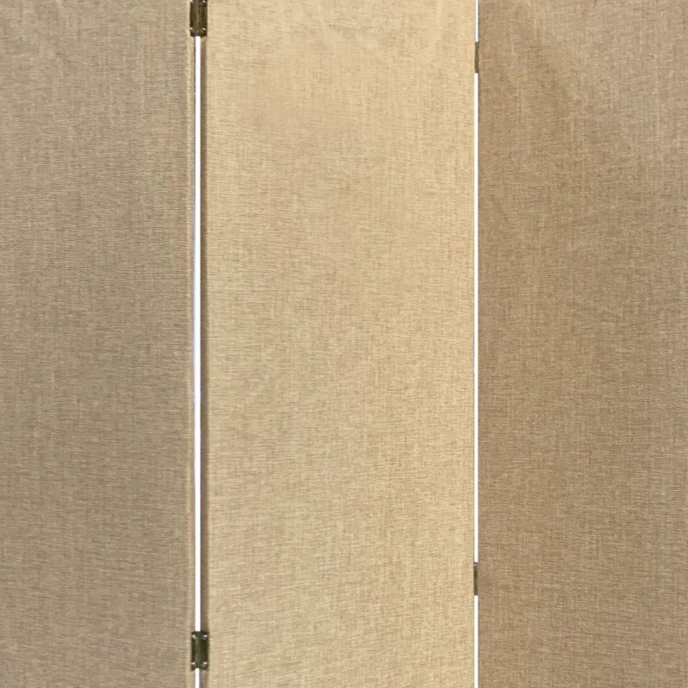 Beige Upholstered 3 Panel Room Divider Screen