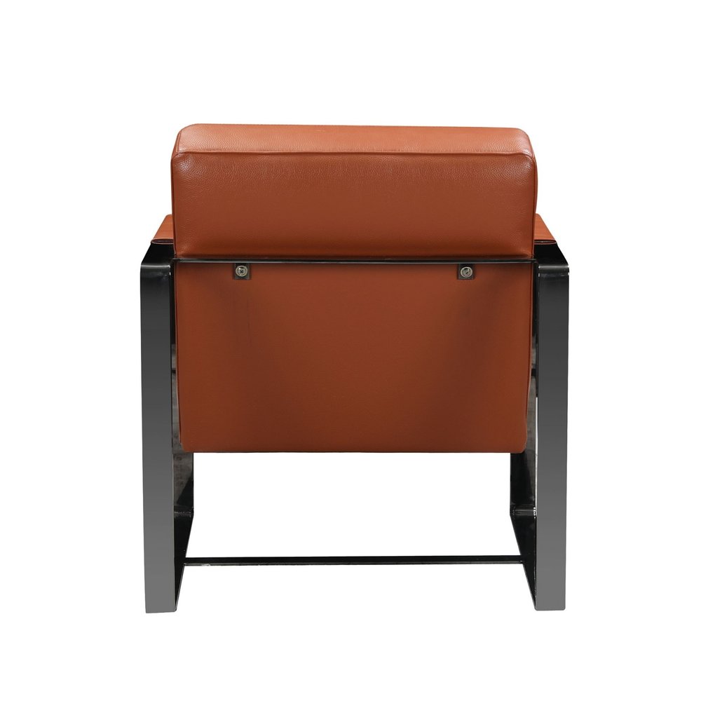 28" Camel And Black Genuine Leather Arm Chair HomeRoots