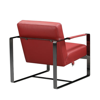 28" Camel and Black Italian Leather and Metal Arm Chair HomeRoots