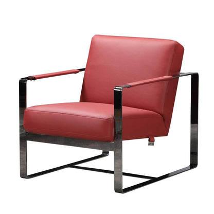 28" Red And Black Genuine Leather Arm Chair - FurniFindUSA