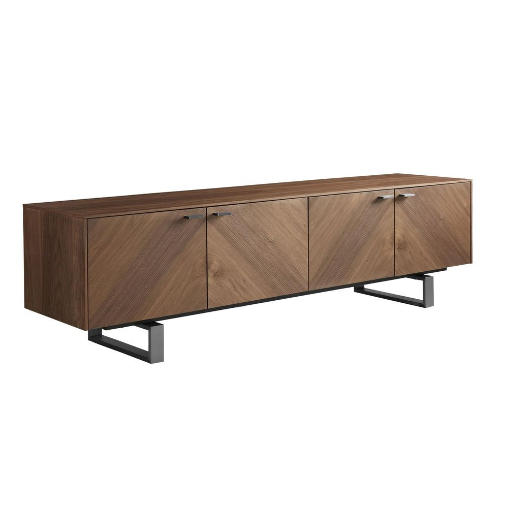 71" Brown Wood Cabinet_Enclosed storage TV Stand HomeRoots