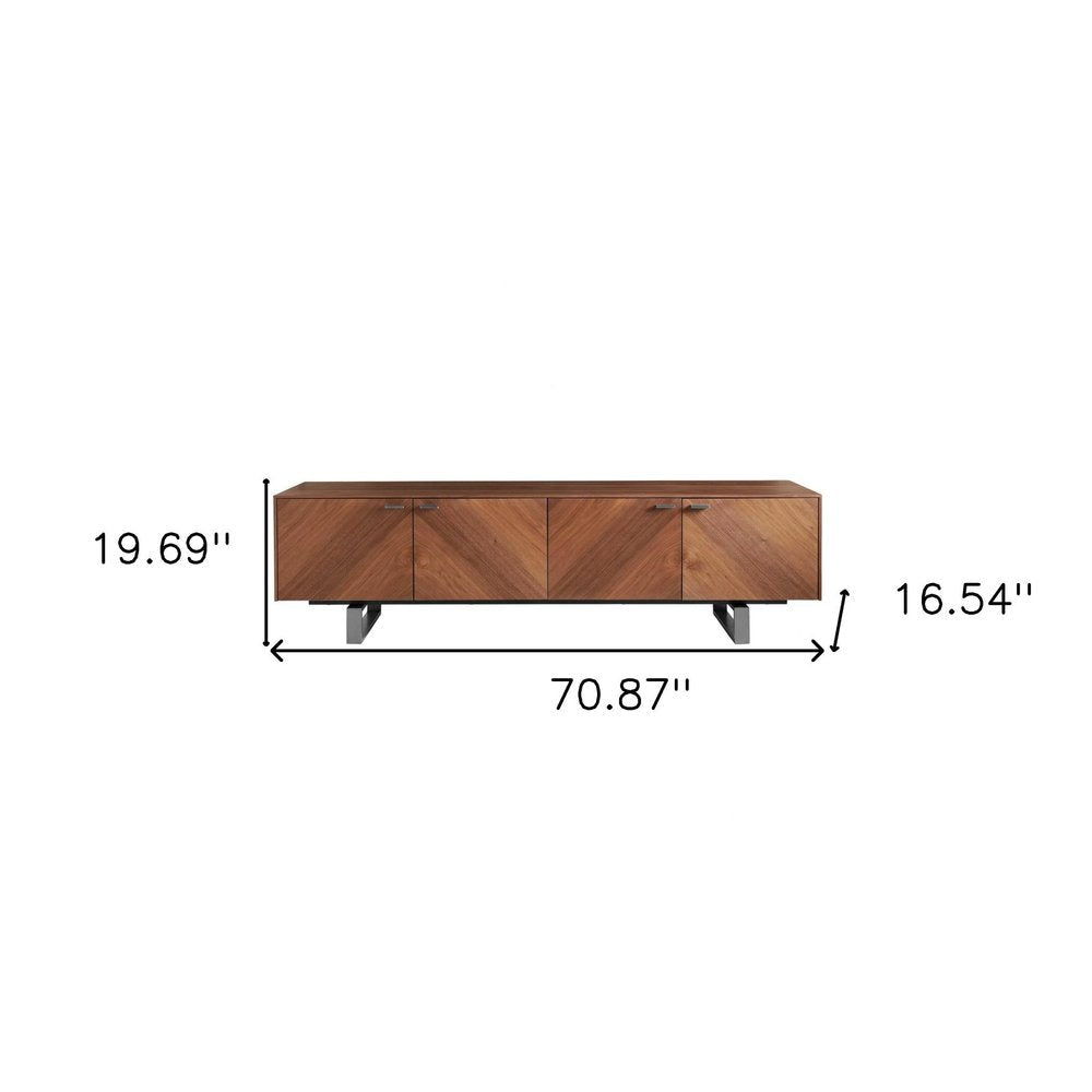 71" Brown Wood Cabinet_Enclosed storage TV Stand HomeRoots
