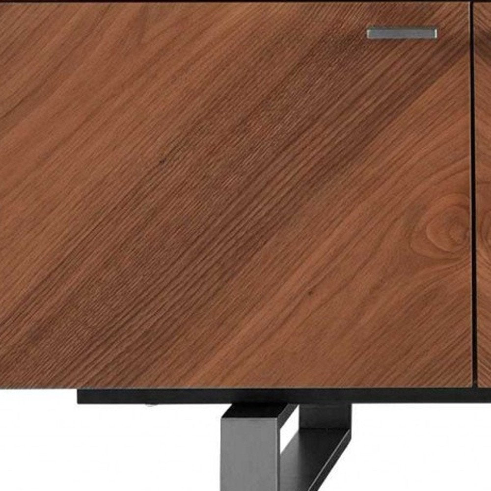 71" Brown Wood Cabinet_Enclosed storage TV Stand HomeRoots