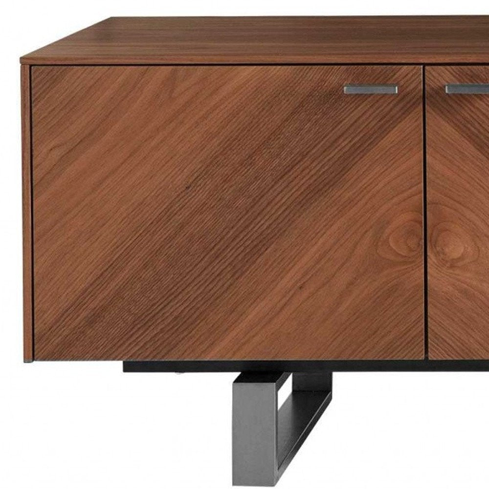 71" Brown Wood Cabinet_Enclosed storage TV Stand HomeRoots