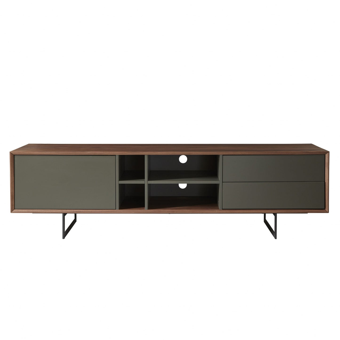 71" Media TV Stand In Walnut And Dark Gray