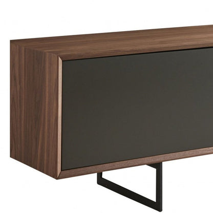 94" Gray Solid and Manufactured Wood Enclosed and Open Storage TV Stand HomeRoots