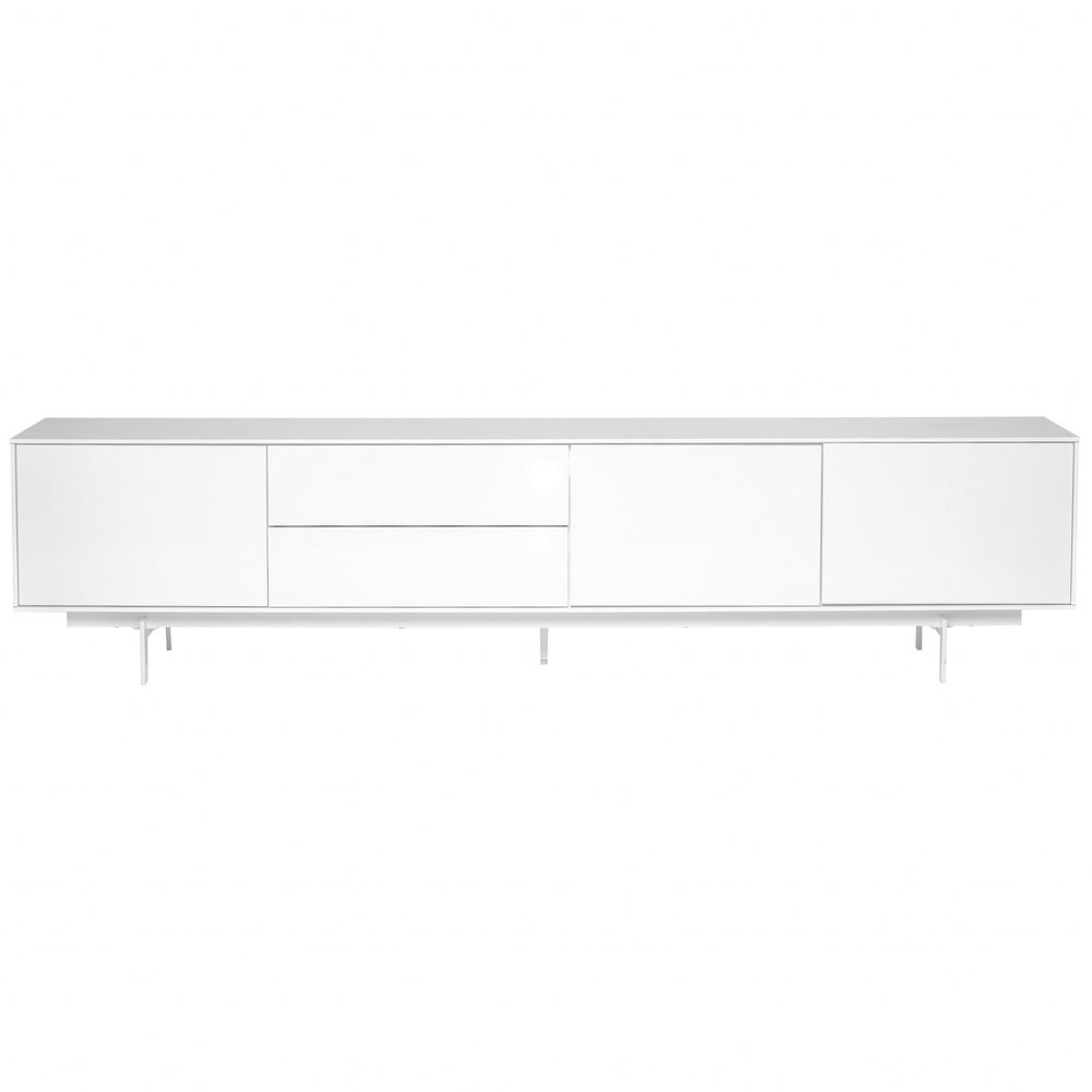 82" White Manufactured And Wood Cabinet Enclosed Storage TV Stand HomeRoots