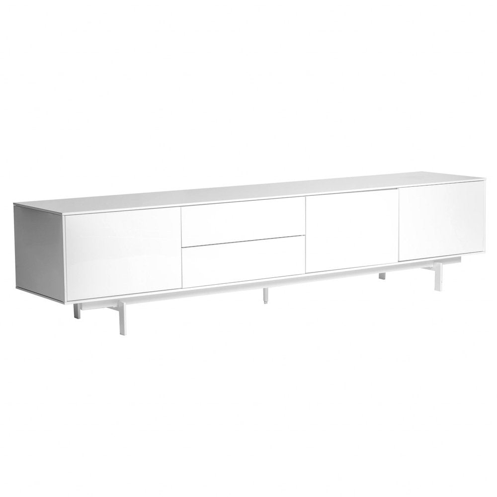 82" White Manufactured And Wood Cabinet Enclosed Storage TV Stand HomeRoots