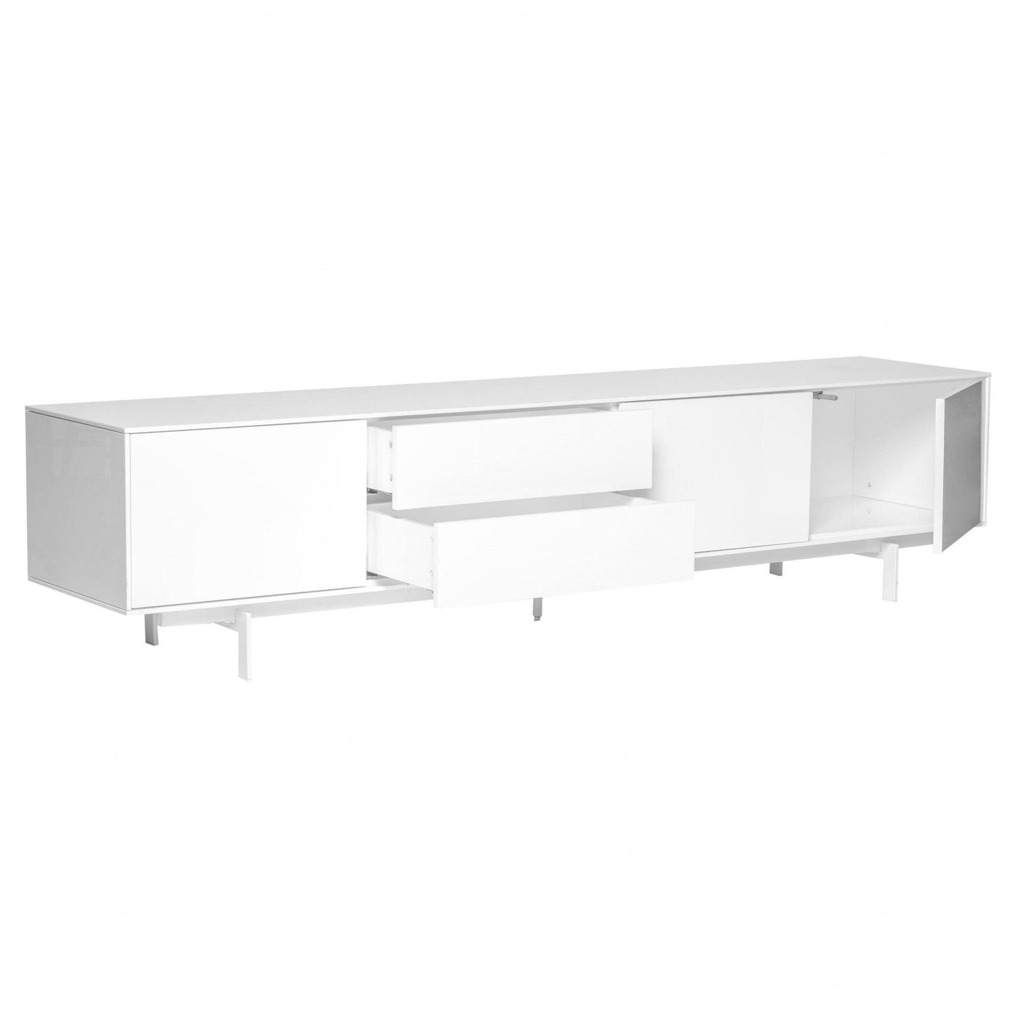 82" White Manufactured And Wood Cabinet Enclosed Storage TV Stand - FurniFindUSA