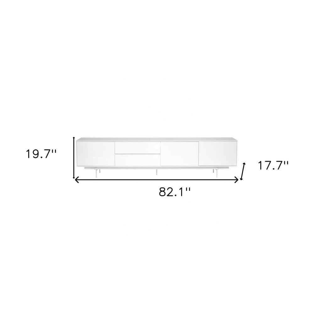 82" White Manufactured And Wood Cabinet Enclosed Storage TV Stand HomeRoots
