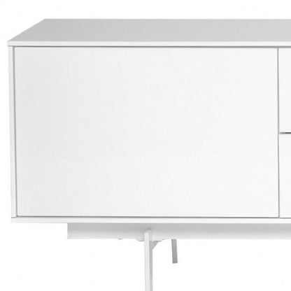82" White Manufactured And Wood Cabinet Enclosed Storage TV Stand HomeRoots