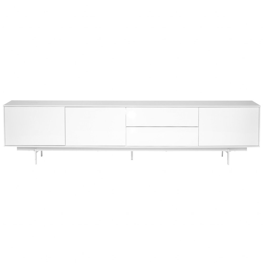 82" White Manufactured And Wood Cabinet Enclosed Storage TV Stand HomeRoots