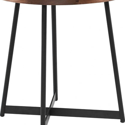 22" Brown and Black Wood and Steel Round Cross Legs End Table HomeRoots