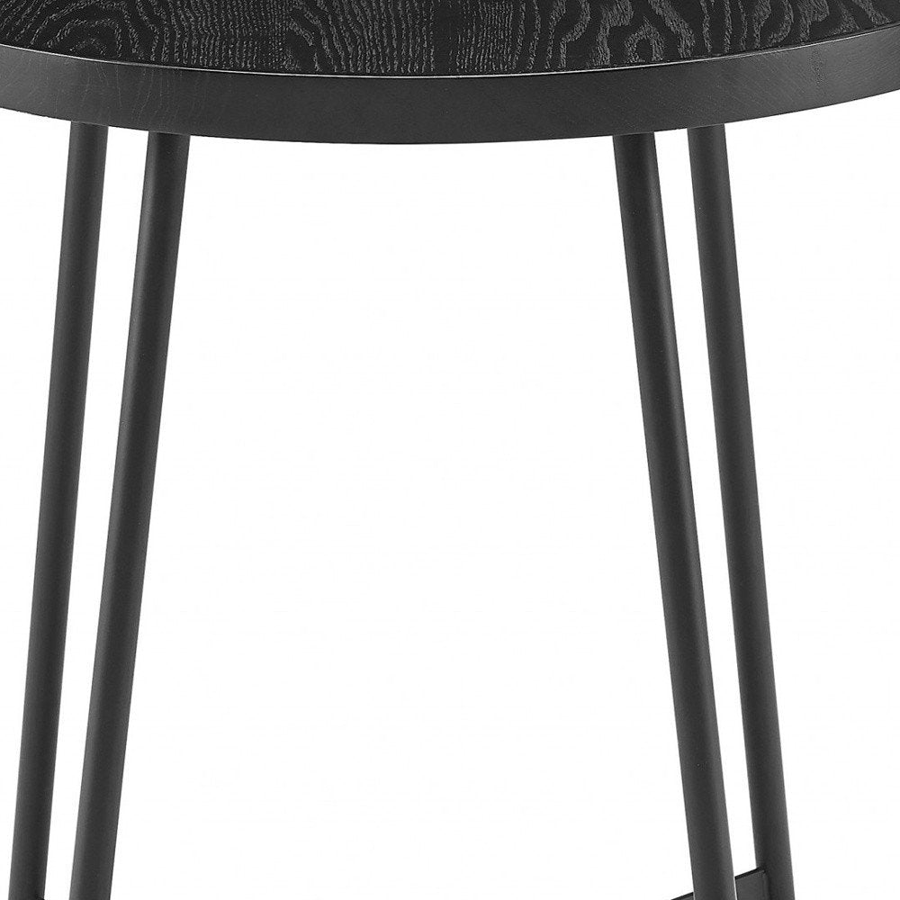22" Matte Black Wood and Steel Round Cross Legs End Table HomeRoots