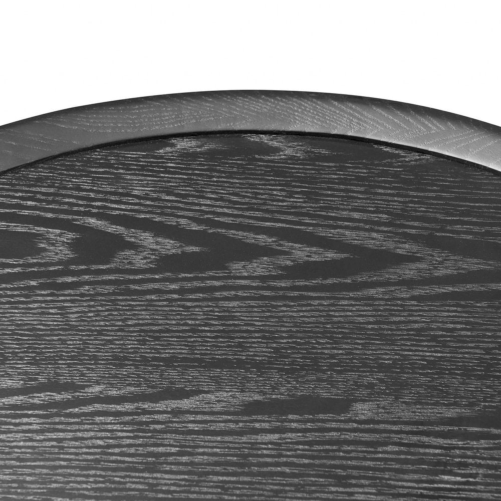 35" Black Wood And Metal Round Frame Coffee Table HomeRoots