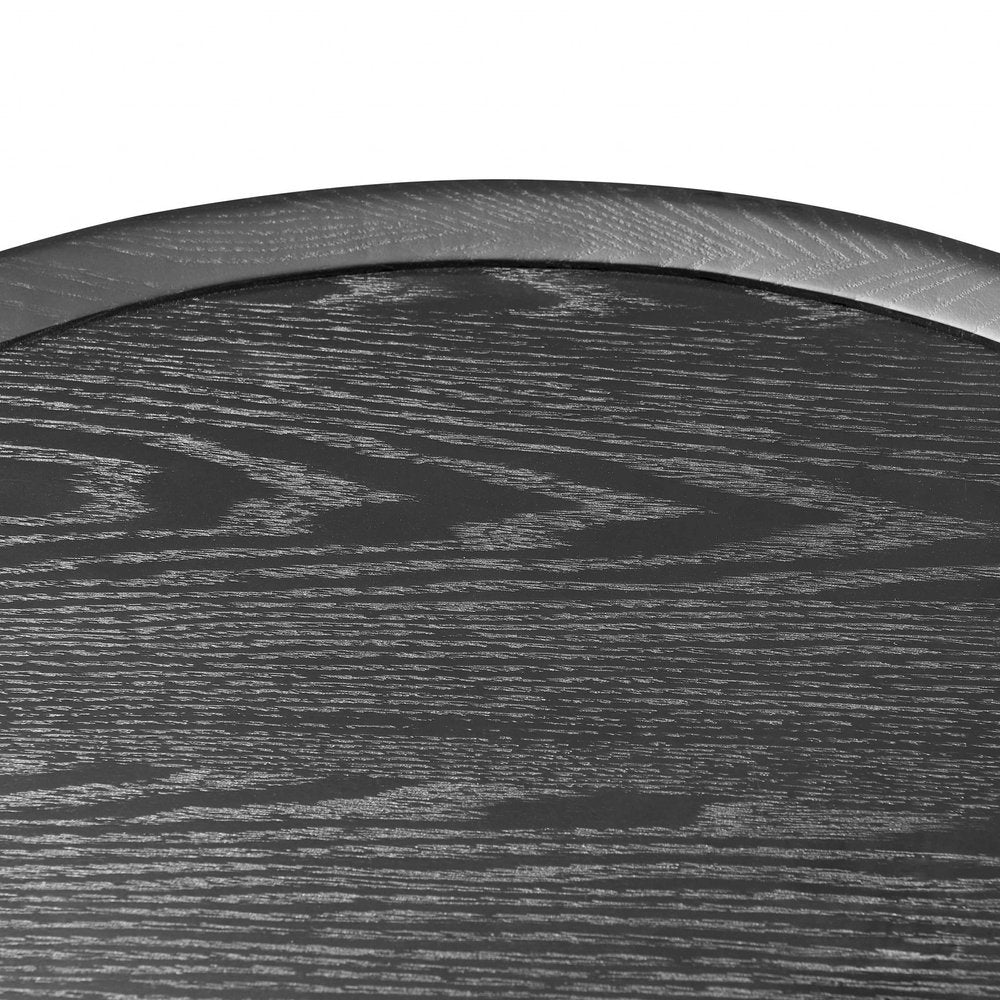 35" Black Wood And Metal Round Frame Coffee Table HomeRoots