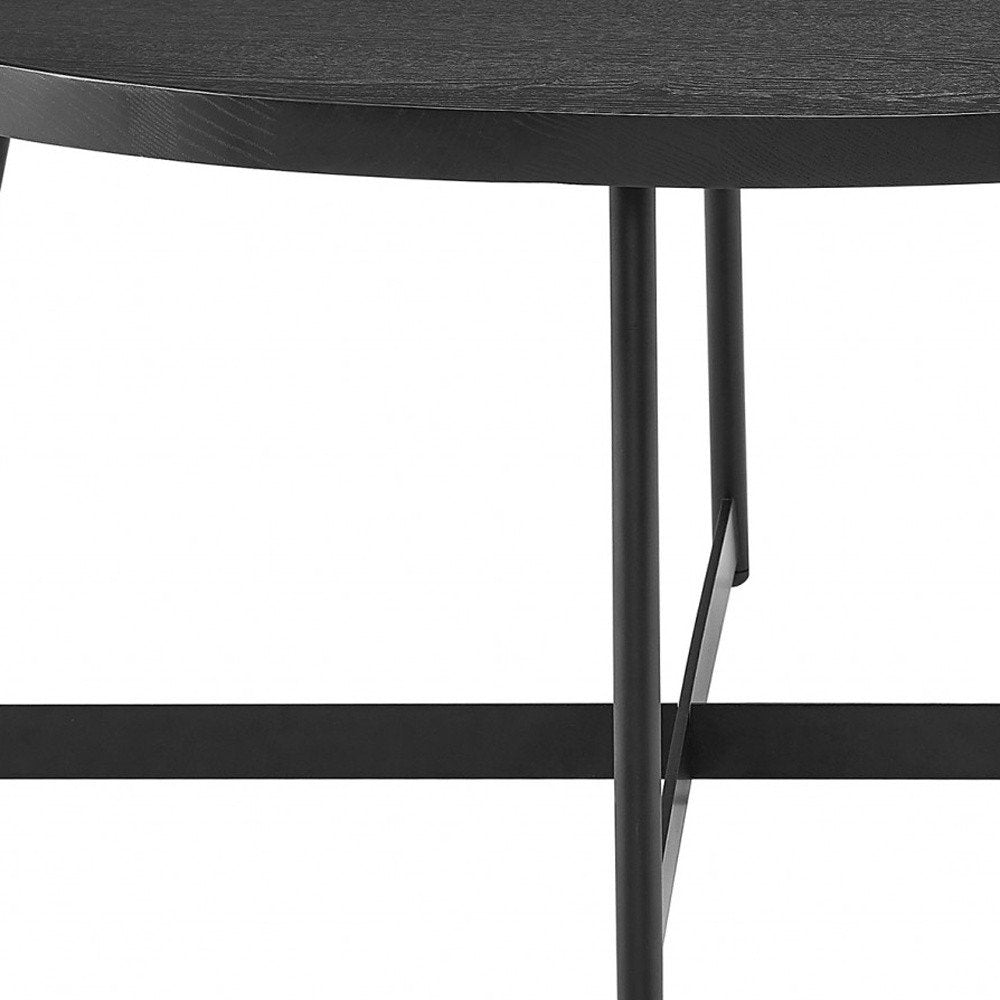 35" Black Wood And Metal Round Frame Coffee Table HomeRoots