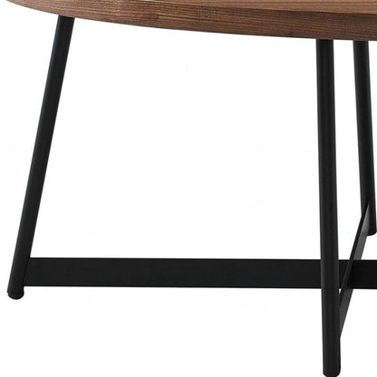 24" Brown And Black Metal Oval Coffee Table - FurniFindUSA