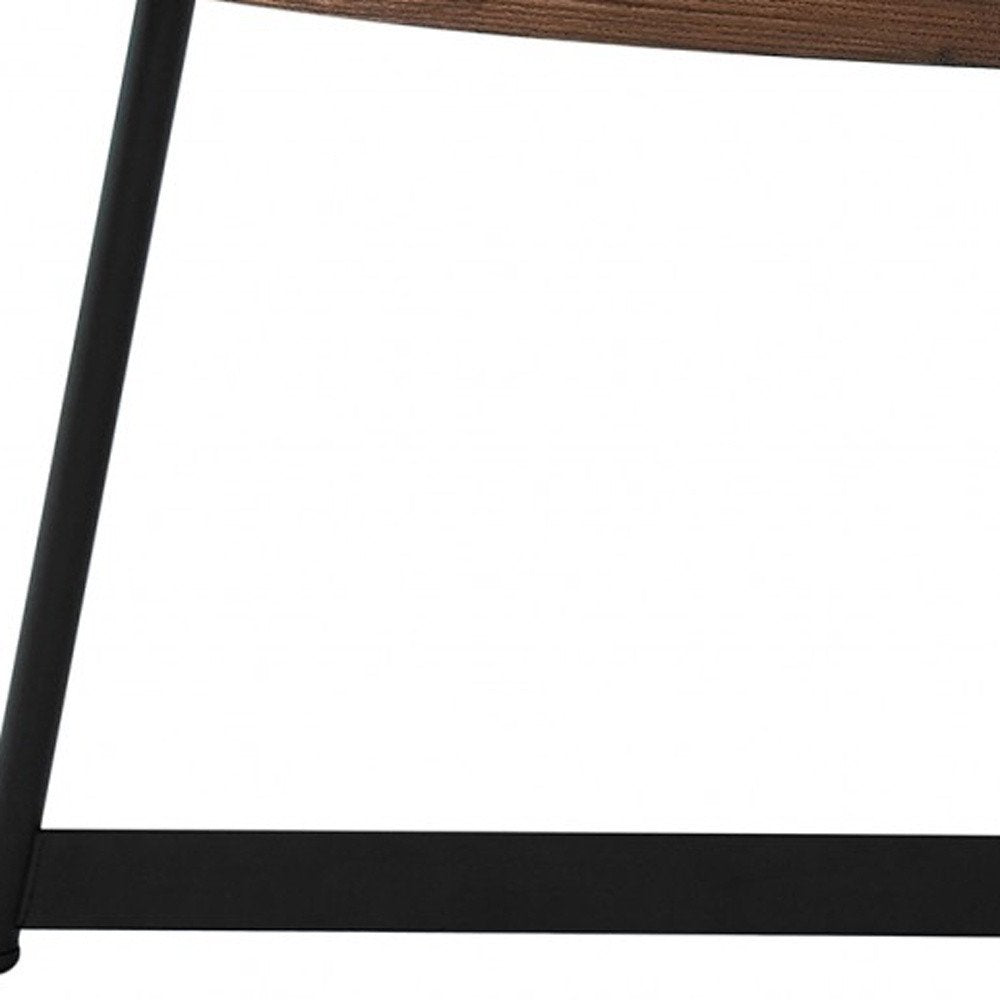 24" Brown and Black Wood And Metal Oval Frame Coffee Table HomeRoots
