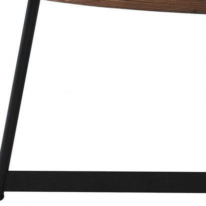 24" Brown and Black Wood And Metal Oval Frame Coffee Table HomeRoots