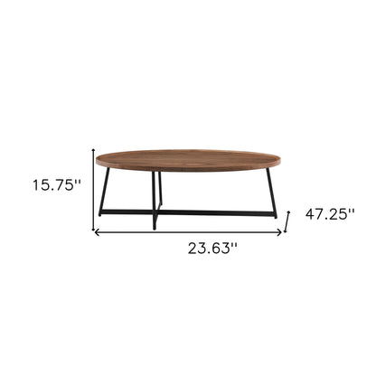 24" Brown And Black Metal Oval Coffee Table - FurniFindUSA
