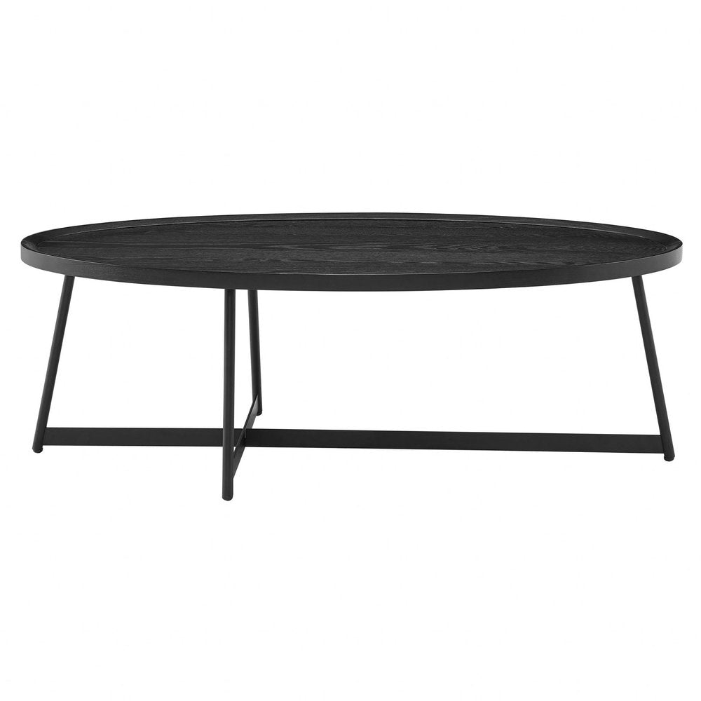 47" Black Wood And Metal Oval Frame Coffee Table HomeRoots