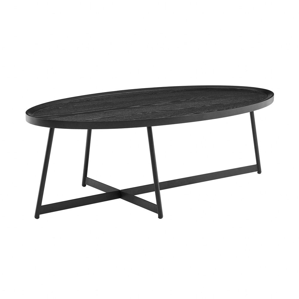 47" Black Wood And Metal Oval Frame Coffee Table HomeRoots