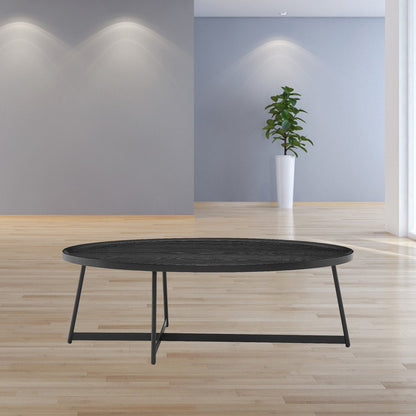 47" Black Wood And Metal Oval Frame Coffee Table HomeRoots
