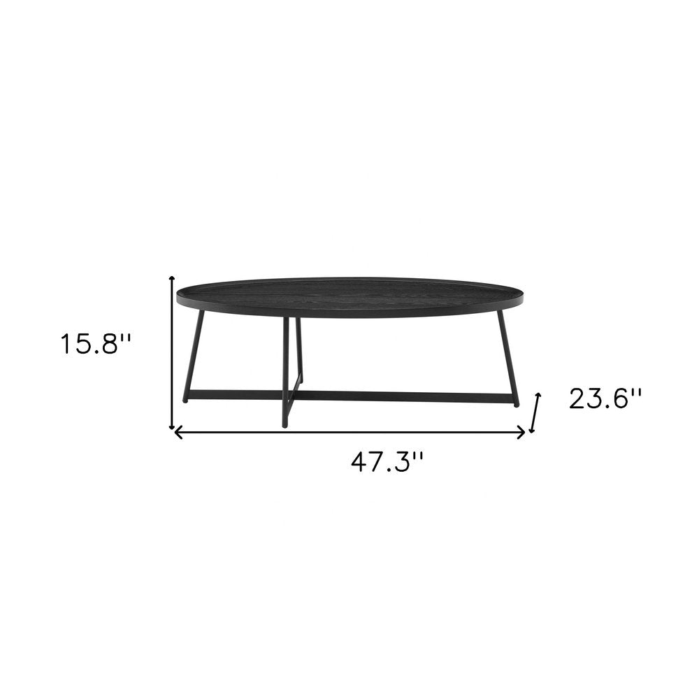 47" Black Wood And Metal Oval Frame Coffee Table HomeRoots