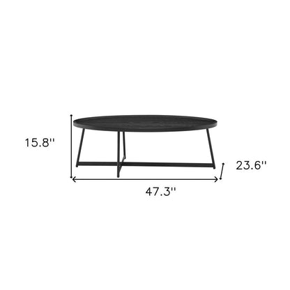 47" Black Wood And Metal Oval Frame Coffee Table HomeRoots