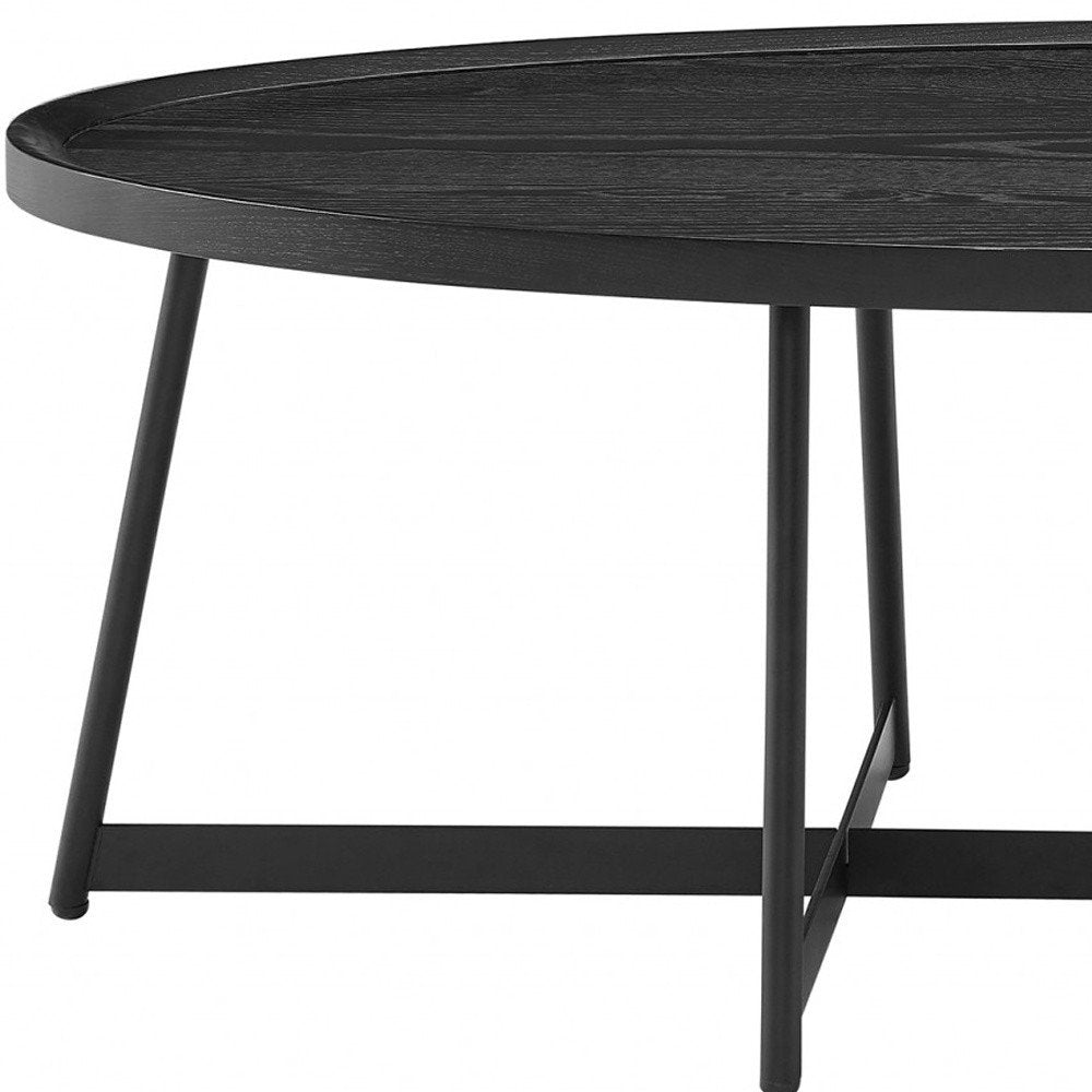 47" Black Wood And Metal Oval Frame Coffee Table HomeRoots