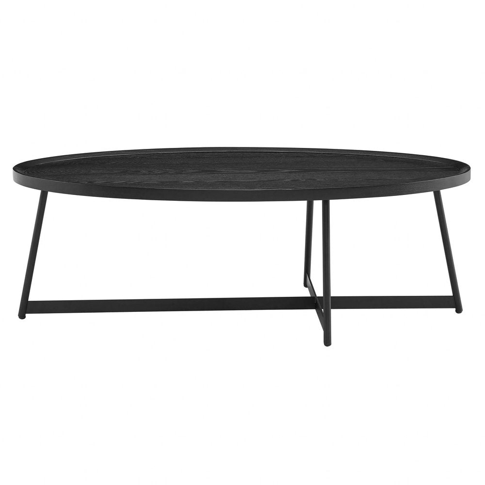 47" Black Wood And Metal Oval Frame Coffee Table HomeRoots