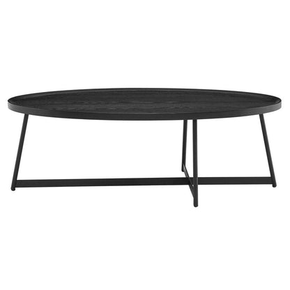 47" Black Wood And Metal Oval Frame Coffee Table HomeRoots