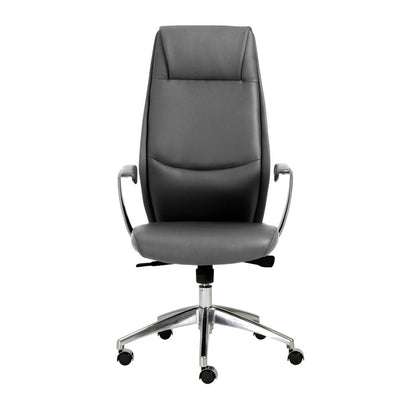 Gray and Silver Adjustable Swivel Faux Leather Rolling Executive Office Chair HomeRoots