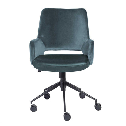 Blue and Black Adjustable Swivel Fabric Rolling Office Chair HomeRoots