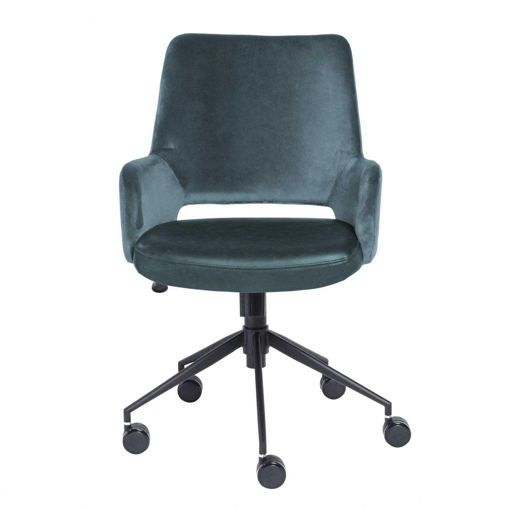 Blue and Black Adjustable Swivel Fabric Rolling Office Chair HomeRoots