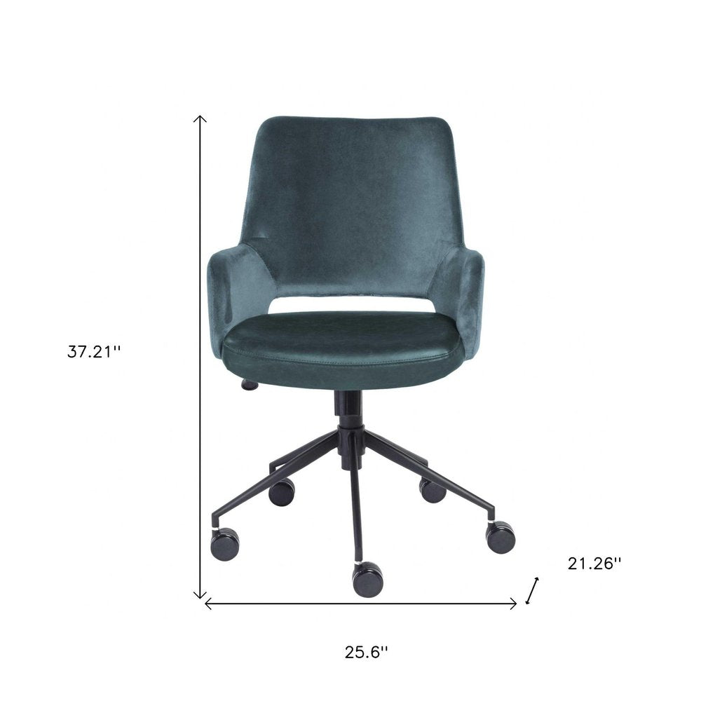 Blue and Black Adjustable Swivel Fabric Rolling Office Chair HomeRoots